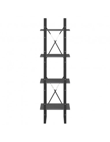 Libreria a 4 Ripiani Grigia 40x30x140 cm in Massello di Pino