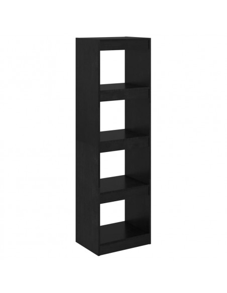 Libreria/Divisorio Nero 40x30x135,5 cm in Legno Massello di Pino
