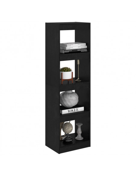 Libreria/Divisorio Nero 40x30x135,5 cm in Legno Massello di Pino