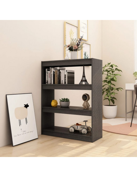 Libreria/Divisorio Grigio 100x30x103 cm in Massello di Pino