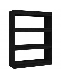 Libreria/Divisorio Nero 100x30x103 cm in Legno Massello di Pino 2