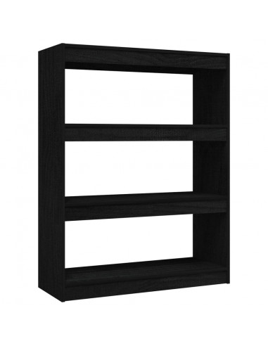 Libreria/Divisorio Nero 100x30x103 cm in Legno Massello di Pino