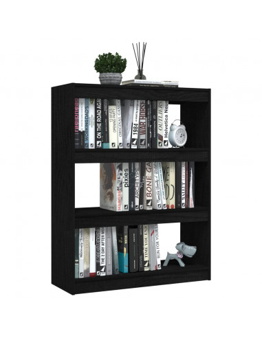 Libreria/Divisorio Nero 100x30x103 cm in Legno Massello di Pino
