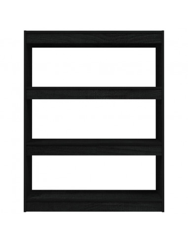Libreria/Divisorio Nero 100x30x103 cm in Legno Massello di Pino