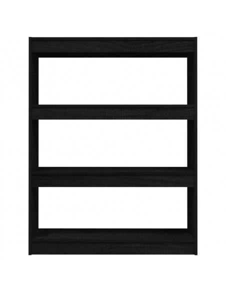 Libreria/Divisorio Nero 100x30x103 cm in Legno Massello di Pino