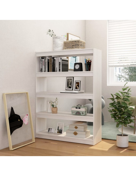 Libreria/Divisorio Bianco 100x30x135,5 cm in Legno di Pino