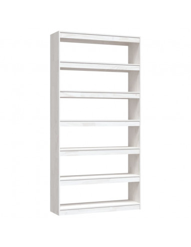 Libreria/Divisorio Bianco 100x30x200 cm Legno Massello di Pino