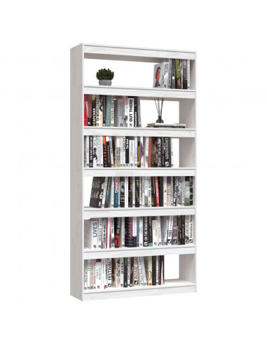 Libreria/Divisorio Bianco 100x30x200 cm Legno Massello di Pino