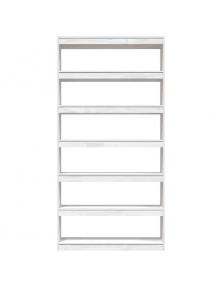 Libreria/Divisorio Bianco 100x30x200 cm Legno Massello di Pino