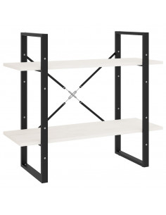 Libreria a 2 Ripiani Bianca 80x30x70 cm in Massello di Pino 2