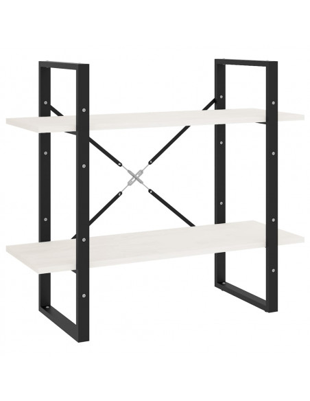Libreria a 2 Ripiani Bianca 80x30x70 cm in Massello di Pino