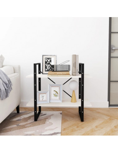 Libreria a 2 Ripiani Bianca 80x30x70 cm in Massello di Pino