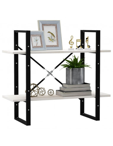 Libreria a 2 Ripiani Bianca 80x30x70 cm in Massello di Pino