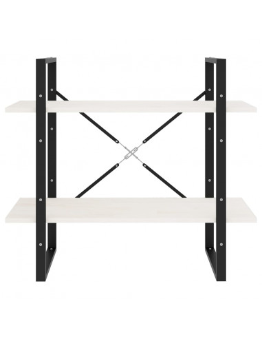 Libreria a 2 Ripiani Bianca 80x30x70 cm in Massello di Pino