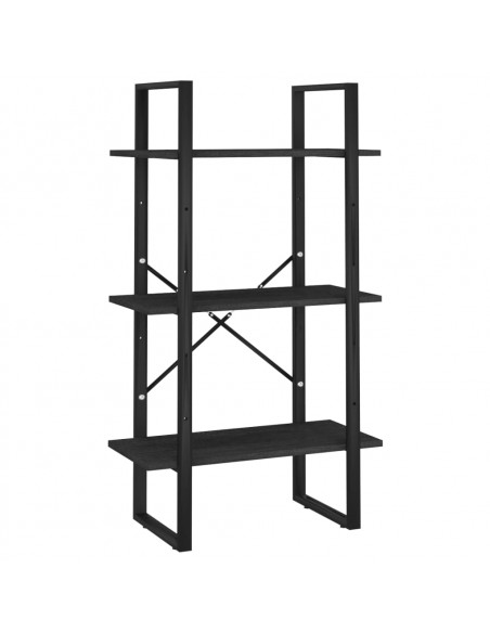 Scaffale Nero 60x30x105 cm in Legno Massello di Pino