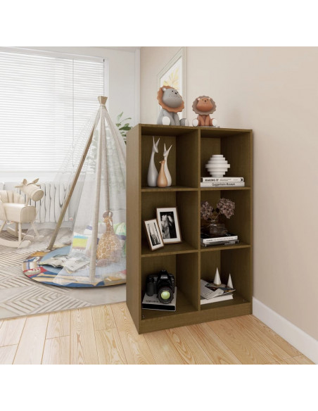 Libreria Miele 70x33x110 cm in Legno Massello di Pino
