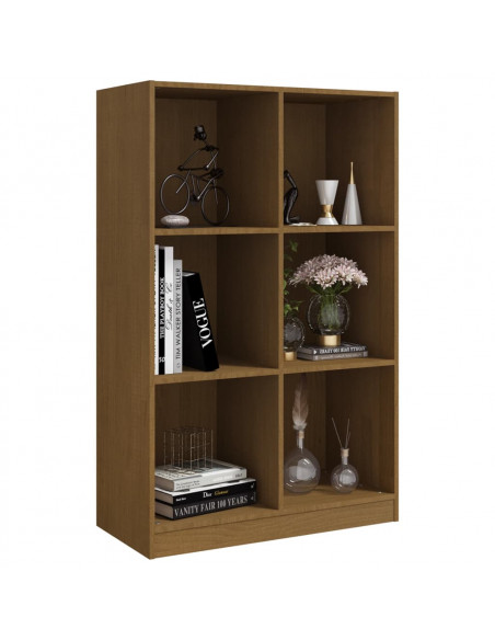 Libreria Miele 70x33x110 cm in Legno Massello di Pino