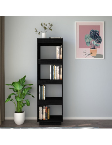 Libreria/Divisorio Nero 40x35x135 cm in Legno Massello di Pino