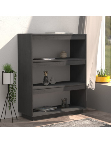 Libreria/Divisorio Grigio 80x35x103 cm Legno Massello di Pino