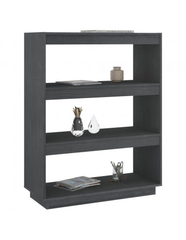 Libreria/Divisorio Grigio 80x35x103 cm Legno Massello di Pino