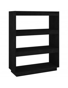 Libreria/Divisorio Nero 80x35x103 cm in Legno Massello di Pino 2