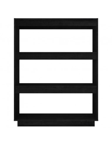 Libreria/Divisorio Nero 80x35x103 cm in Legno Massello di Pino