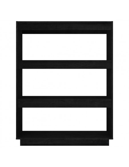 Libreria/Divisorio Nero 80x35x103 cm in Legno Massello di Pino
