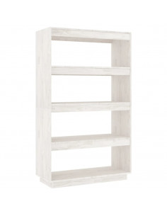 Libreria/Divisorio Bianco 80x35x135 cm Legno Massello di Pino 2