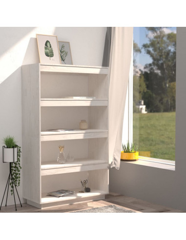Libreria/Divisorio Bianco 80x35x135 cm Legno Massello di Pino
