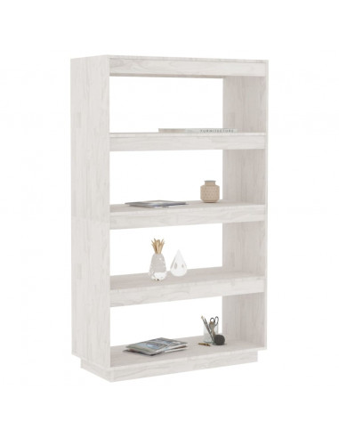 Libreria/Divisorio Bianco 80x35x135 cm Legno Massello di Pino