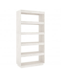 Libreria/Divisorio Bianco 80x35x167 cm in Massello di Pino 2