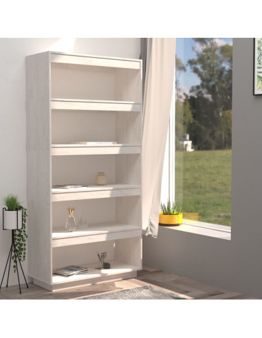 Libreria/Divisorio Bianco 80x35x167 cm in Massello di Pino