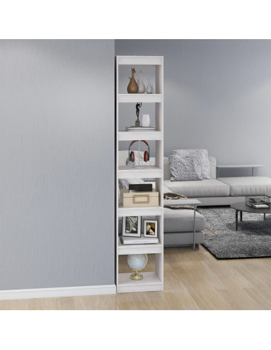 Libreria/Divisorio Bianco 40x30x199cm in Legno Massello di Pino