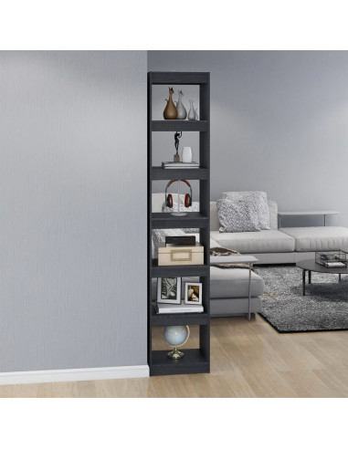 Libreria/Divisorio Grigio 40x30x199cm in Legno Massello di Pino