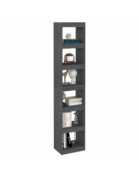 Libreria/Divisorio Grigio 40x30x199cm in Legno Massello di Pino