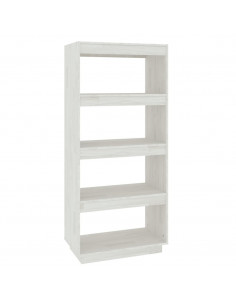 Libreria/Divisorio Bianco 60x35x135 cm Legno Massello di Pino 2