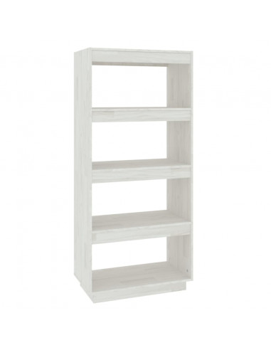 Libreria/Divisorio Bianco 60x35x135 cm Legno Massello di Pino
