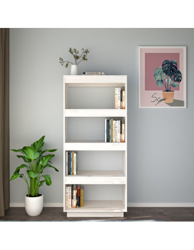 Libreria/Divisorio Bianco 60x35x135 cm Legno Massello di Pino