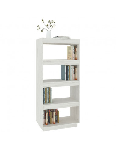 Libreria/Divisorio Bianco 60x35x135 cm Legno Massello di Pino