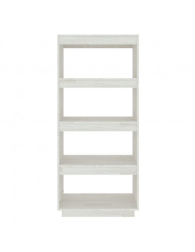 Libreria/Divisorio Bianco 60x35x135 cm Legno Massello di Pino