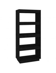 Libreria/Divisorio Nero 60x35x135 cm in Legno Massello di Pino 2