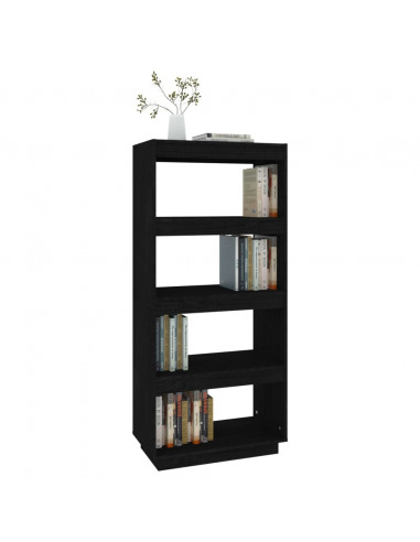 Libreria/Divisorio Nero 60x35x135 cm in Legno Massello di Pino