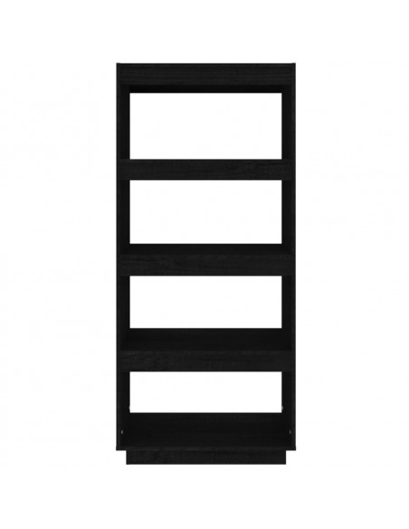 Libreria/Divisorio Nero 60x35x135 cm in Legno Massello di Pino