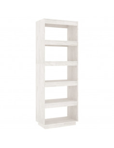 Libreria/Divisorio Bianco 60x35x167cm in Legno Massello di Pino 2