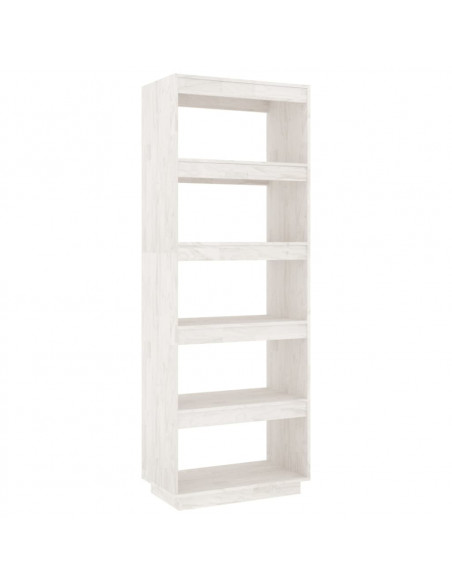 Libreria/Divisorio Bianco 60x35x167cm in Legno Massello di Pino