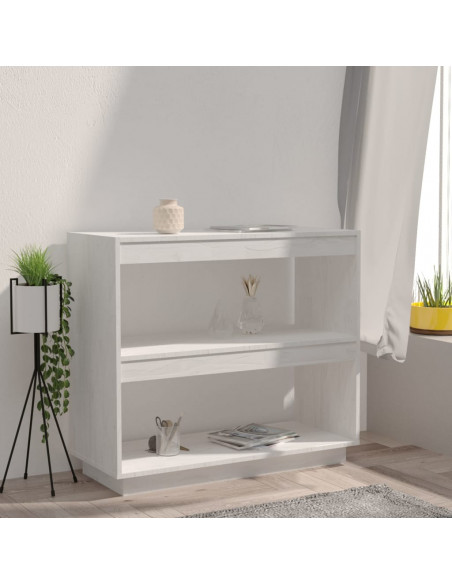 Libreria Bianca 80x35x71 cm in Legno Massello di Pino