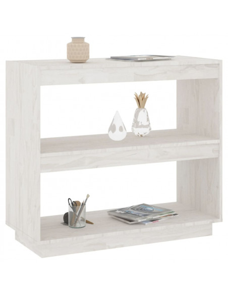 Libreria Bianca 80x35x71 cm in Legno Massello di Pino