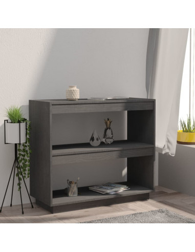 Libreria Grigia 80x35x71 cm in Legno Massello di Pino