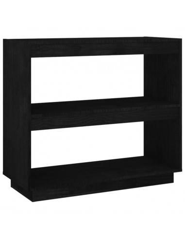Libreria Nera 80x35x71 cm in Legno Massello di Pino