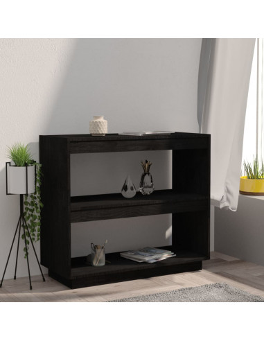 Libreria Nera 80x35x71 cm in Legno Massello di Pino